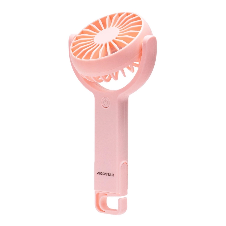 Aigostar - Uzlādējams kabatas ventilators 4,5W/3,7V 1200mAh USB rozā