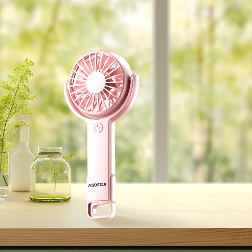 Aigostar - Uzlādējams kabatas ventilators 4,5W/3,7V 1200mAh USB rozā