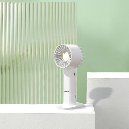 Aigostar - Uzlādējams kabatas ventilators 4W/5V 500mAh USB balta