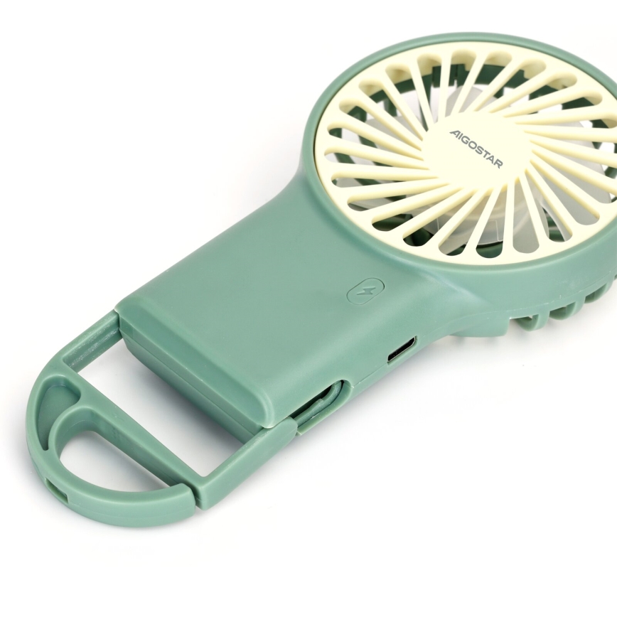 Aigostar - Uzlādējams kabatas ventilators 4W/5V 500mAh USB zaļa