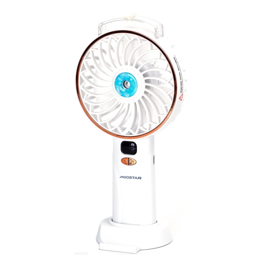 Aigostar - Uzlādējams kabatas ventilators 5W/5V 2400mAh USB balta