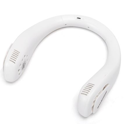 Aigostar - Uzlādējams kakla ventilators 4W/5V 2000mAh balta
