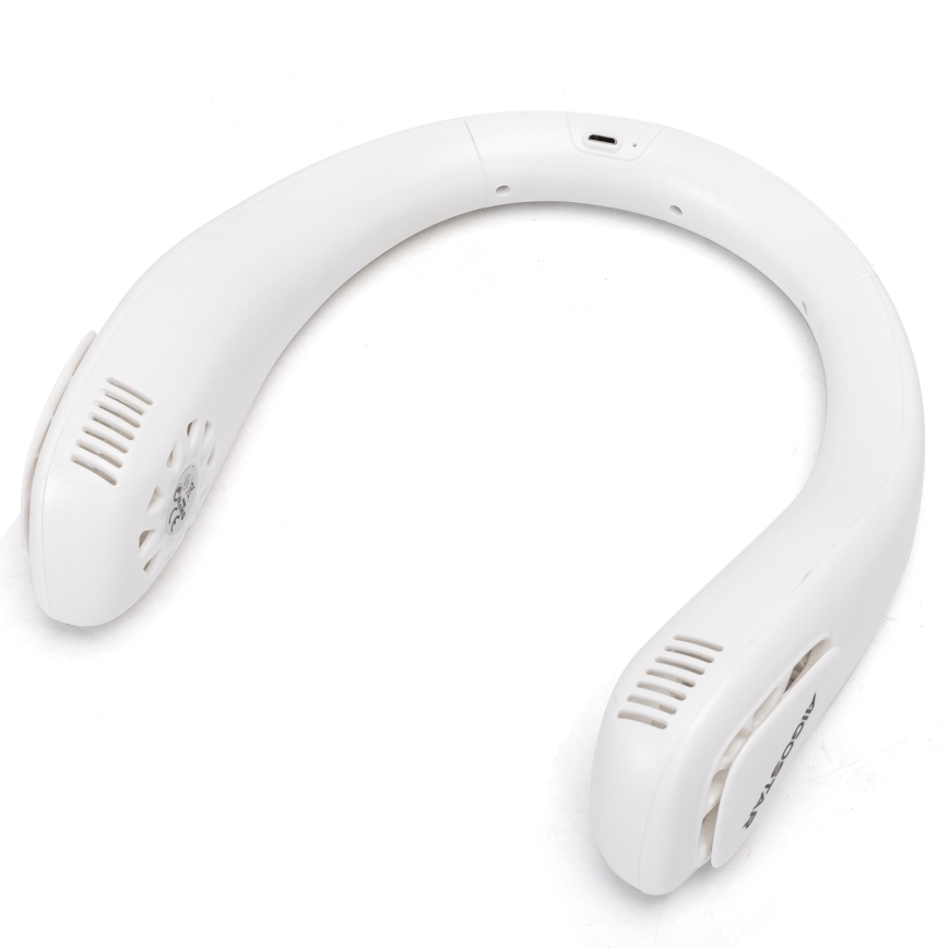 Aigostar - Uzlādējams kakla ventilators 4W/5V 2000mAh balta