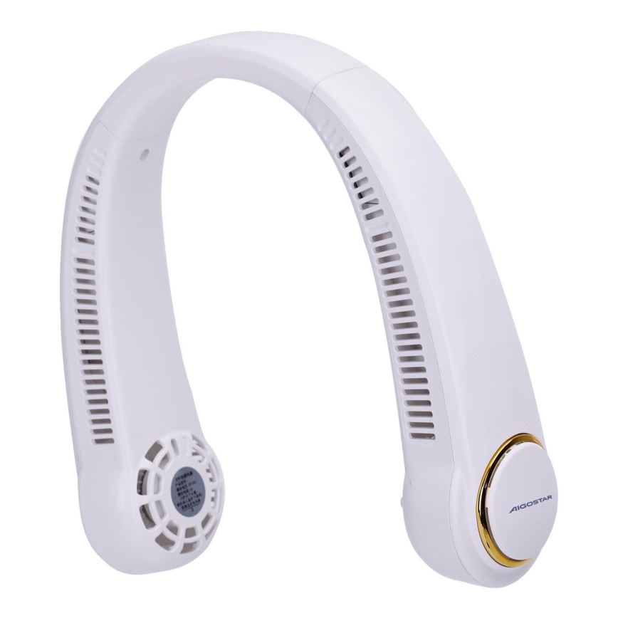 Aigostar - Uzlādējams kakla ventilators 4W/5V 2000mAh balta