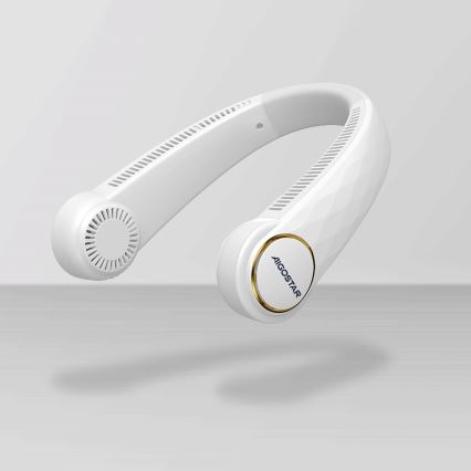 Aigostar - Uzlādējams kakla ventilators 4W/5V 2000mAh balta