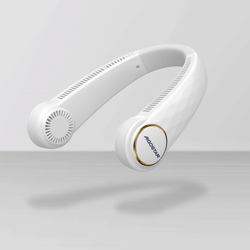 Aigostar - Uzlādējams kakla ventilators 4W/5V 2000mAh balta