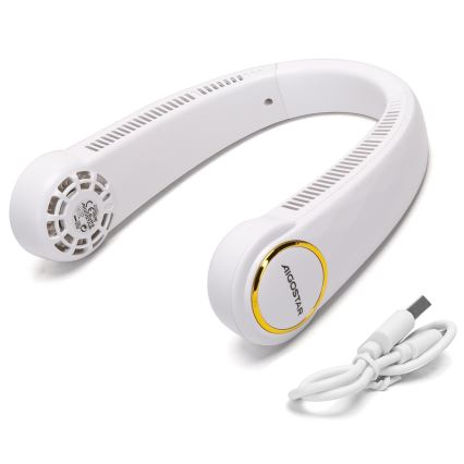 Aigostar - Uzlādējams kakla ventilators 4W/5V 2000mAh balta