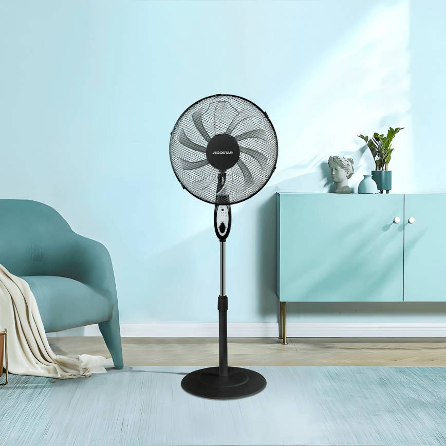 Aigostar - stāvošais ventilators 55W/230V 130 cm melns + tālvadības pults