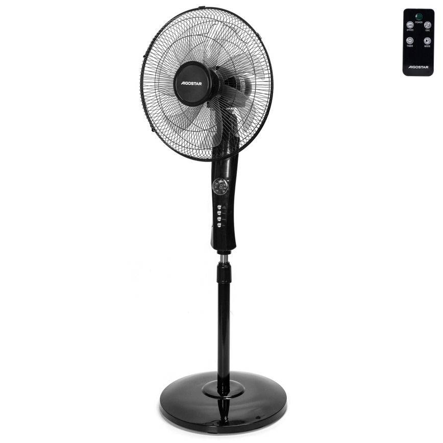 Aigostar - Melns stāvventilators 50W/230V 130 cm + tālvadība