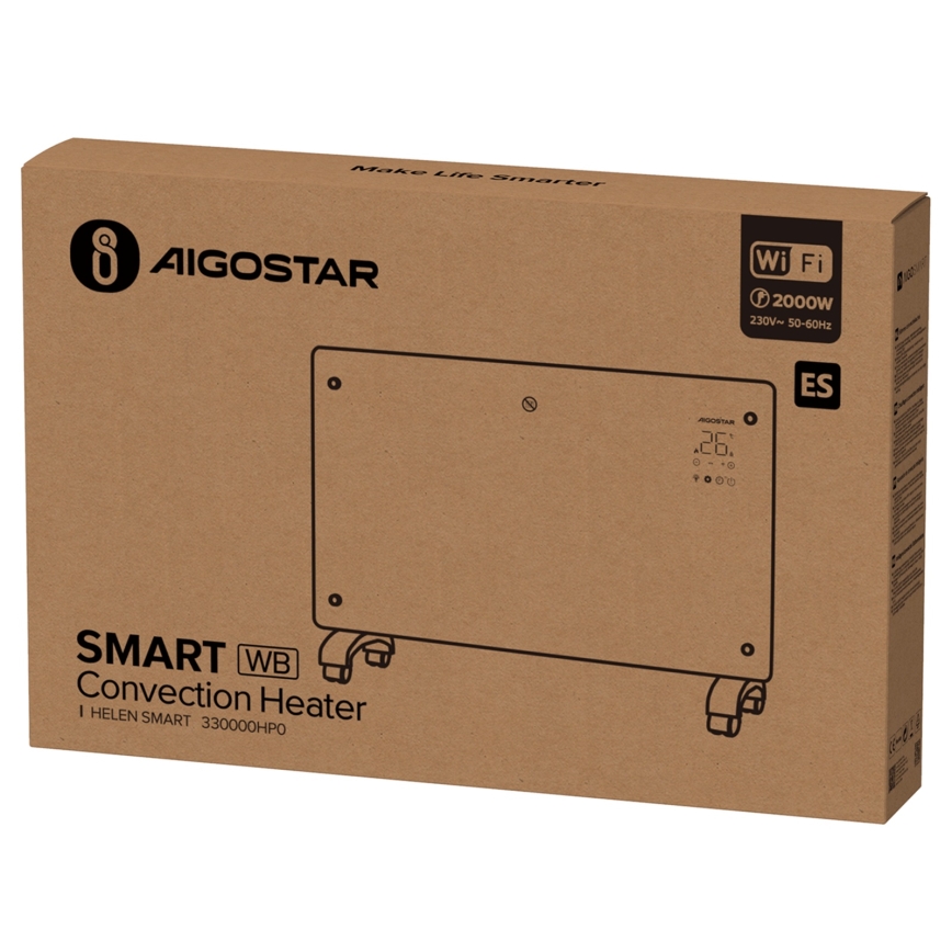 Aigostar - Viedais elektriskais tiešsildītājs/konvektors ar LCD displeju ECO/1000/2000W Wi-Fi
