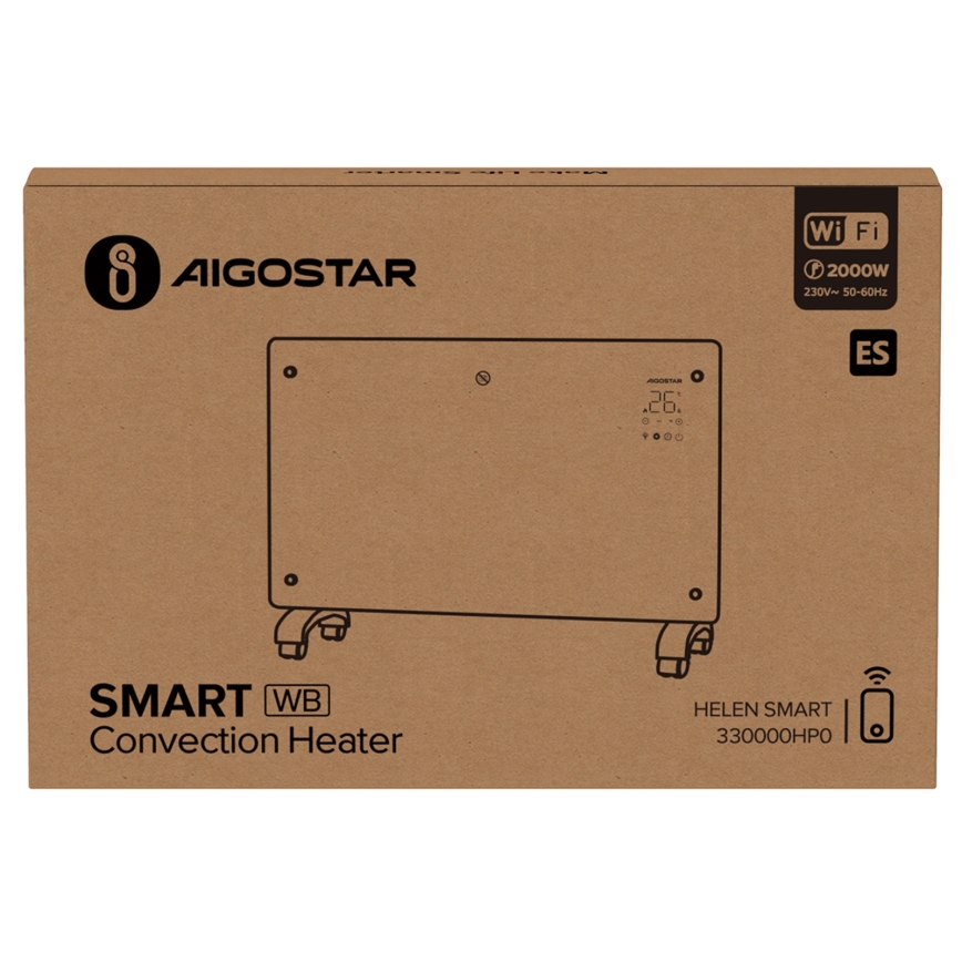 Aigostar - Viedais elektriskais tiešsildītājs/konvektors ar LCD displeju ECO/1000/2000W Wi-Fi