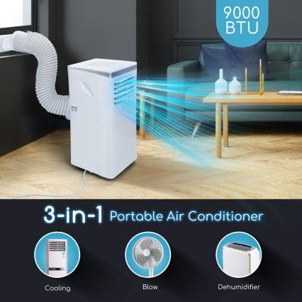 Aigostar - Viedā portatīvā gaisa kondicionieris 3 vienā 1003W/230V 9000 BTU Wi-Fi balts + tālvadība