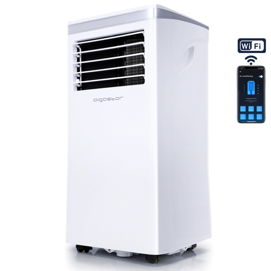 Aigostar - Viedais portatīvais kondicionieris 3 vienā 1003W/230V 9000 BTU Wi-Fi, balts + tālvadības pults