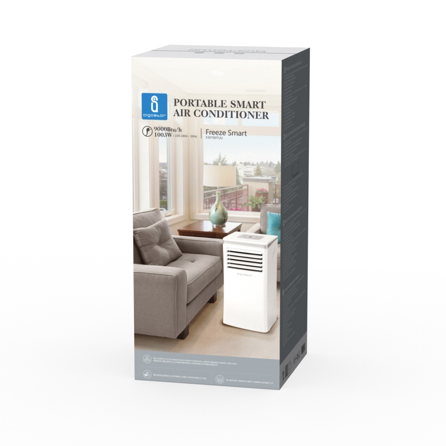 Aigostar - Viedais portatīvais kondicionieris 3 vienā 1003W/230V 9000 BTU Wi-Fi, balts + tālvadības pults