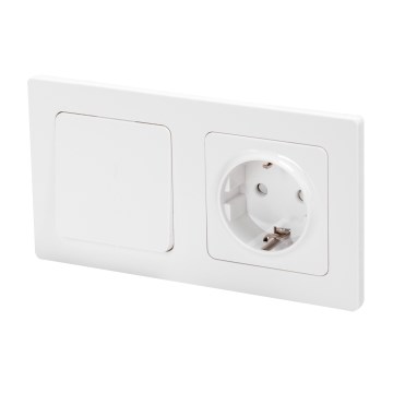 Aigostar - Vienkāršs slēdzis Nr. 1 un SCHUKO 250V kontaktligzda ar rāmīti, balta