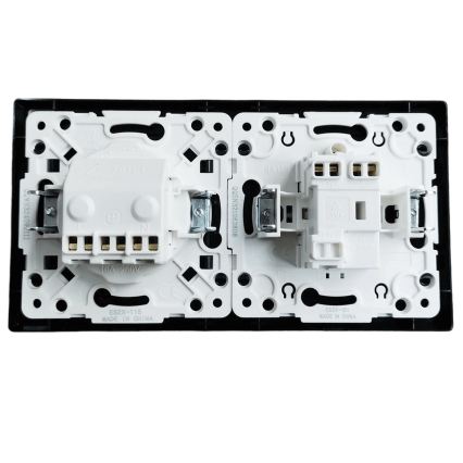 Aigostar - Vienpolu slēdzis Nr. 1 un SCHUKO 230V kontaktligzda ar rāmi, melna