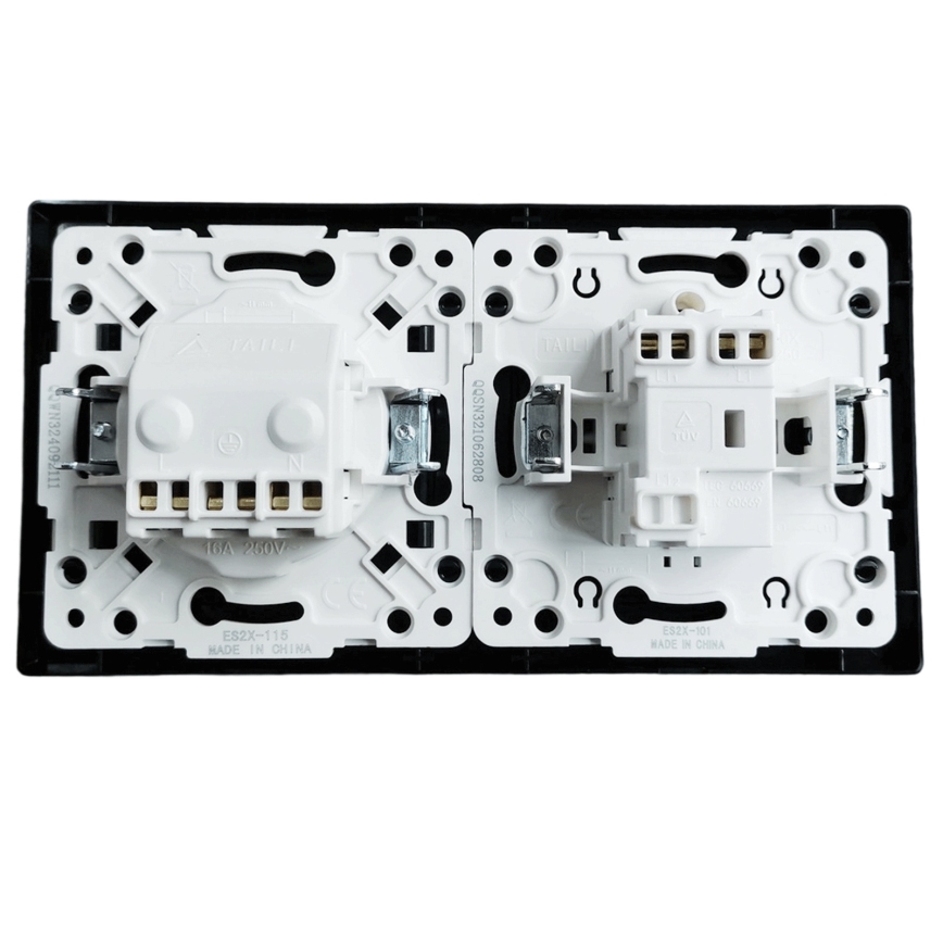 Aigostar - Vienpolu slēdzis Nr. 1 un SCHUKO 230V kontaktligzda ar rāmi, melna