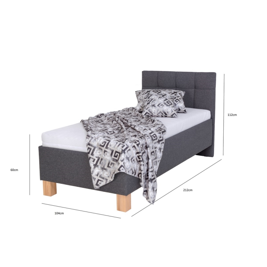 Aizkārtots gultas modelis ar glabāšanas vietu bez matrača MARIA ONE 90x200 cm pelēks
