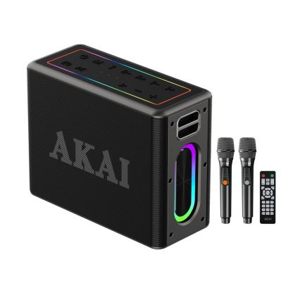 AKAI ABTSW-120 - Bezvadu skaļrunis ar diviem mikrofoniem 80W/4000 mAh IPX6