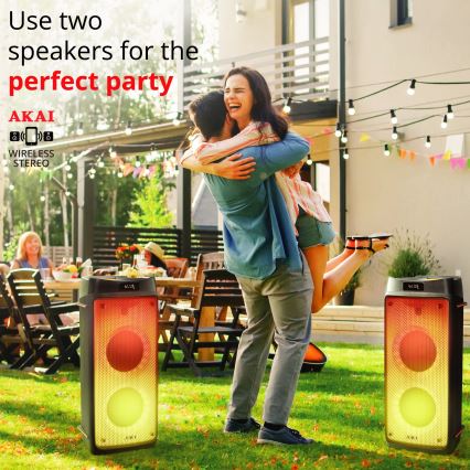 AKAI PARTY BOX 810 - Bezvadu skaļrunis 65W/230V 5000 mAh + tālvadības pults
