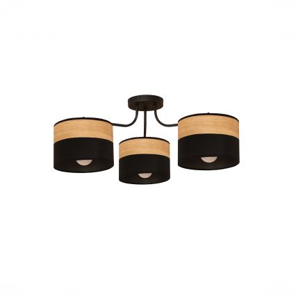 ALBA virsmontējamā griestu lustra, 3xE27/15W/230V, Ø 66 cm, melna/brūna