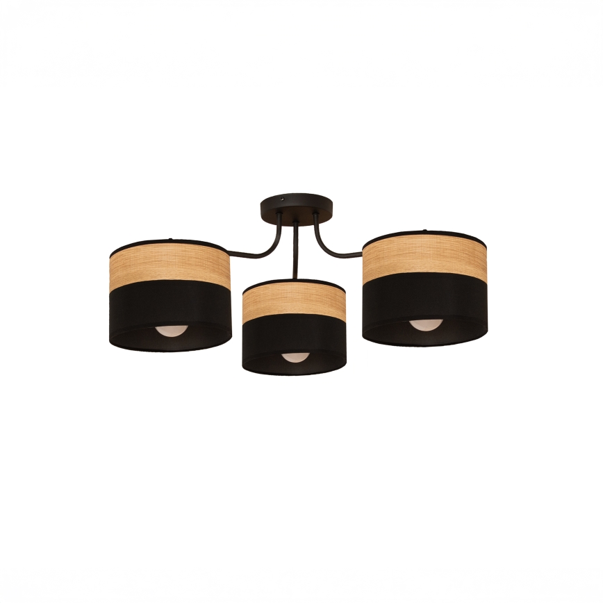 ALBA virsmontējamā griestu lustra, 3xE27/15W/230V, Ø 66 cm, melna/brūna