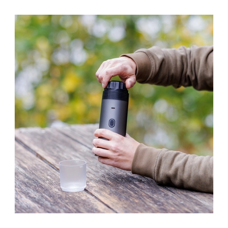 Aligator ACM002 - portatīvais uzlādējamais kafijas automāts PortaCaffé 3 vienā 72W/7500 mAh pelēks