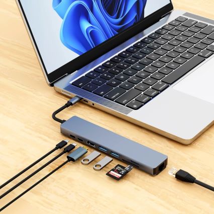 Aligator AHUB001 - USB-C centrmezgls 8 vienā