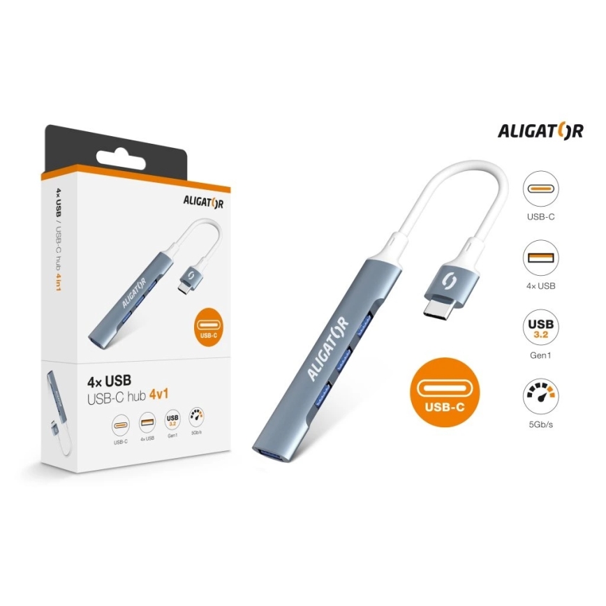 Aligator AHUB002 - USB-C centrmezgls 4 vienā