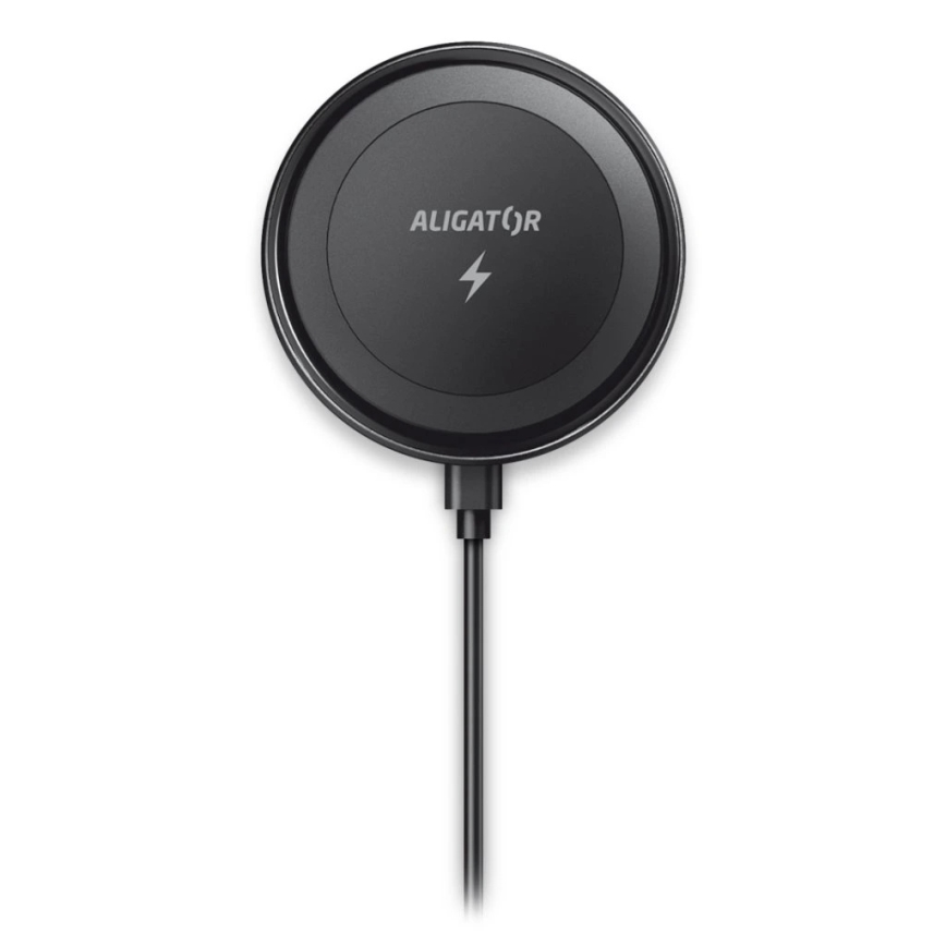 Aligator AMS05BK - Magnētisks telefona turētājs automašīnai ar Qi 15W bezvadu uzlādi un MagSafe melns