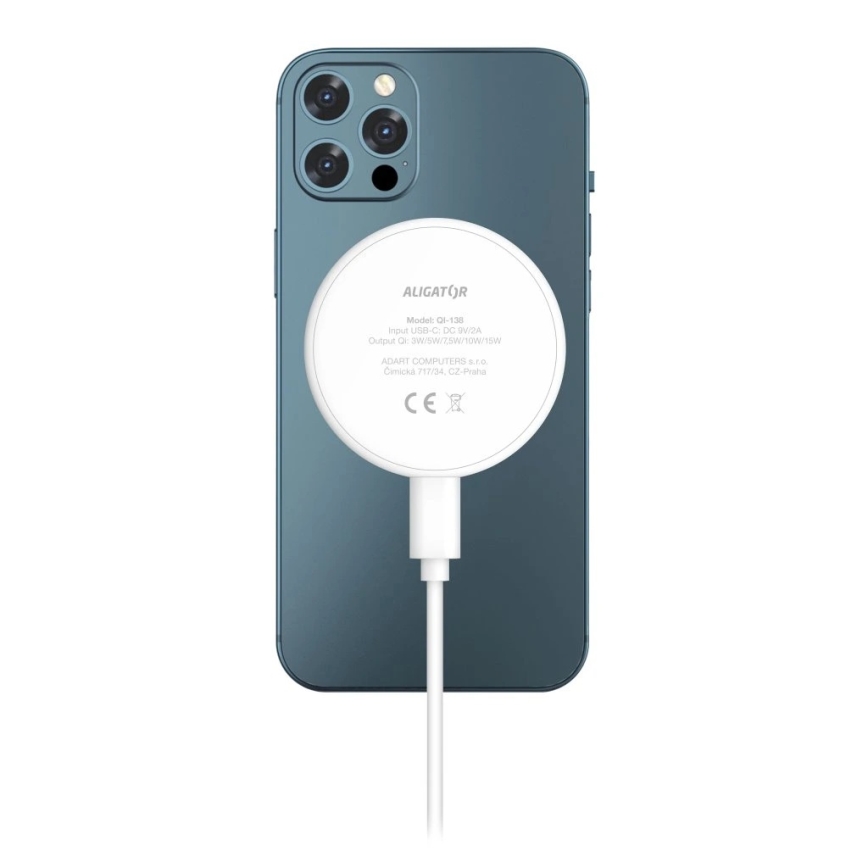 Aligator AMS08WT - MagSafe bezvadu lādētājs 3-in-1, 15 W, balts