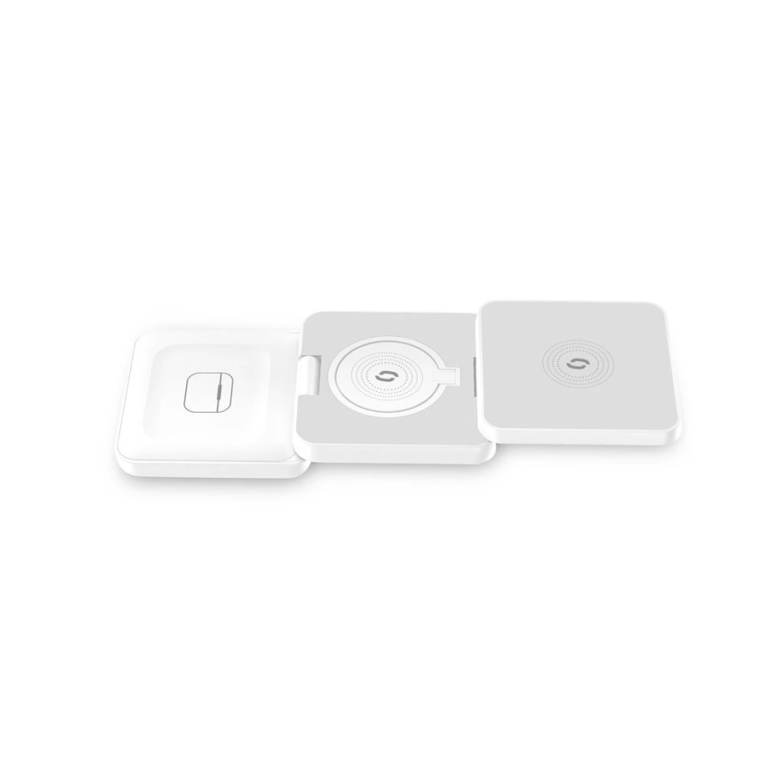 Aligator AMS09WT - MagSafe 3 vienā bezvadu uzlādes stacija, 15 W, balta