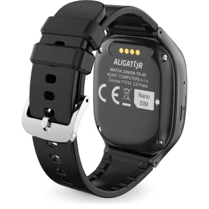 Aligator AW11BK - viedais pulkstenis Watch Junior 2 450 mAh IP67 Wi-Fi melns