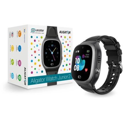 Aligator AW11BK - viedais pulkstenis Watch Junior 2 450 mAh IP67 Wi-Fi melns
