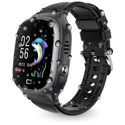 Aligator AW11BK - Viedpulkstenis Watch Junior 2 450 mAh IP67 Wi-Fi melns