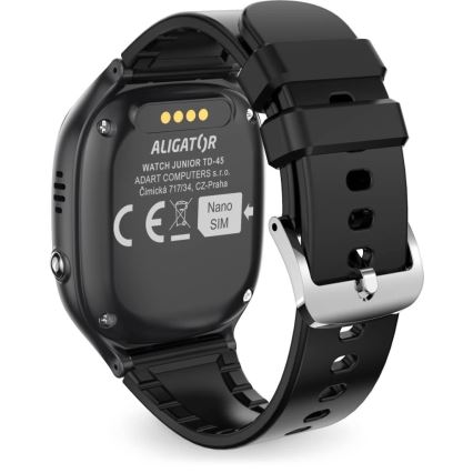 Aligator AW11BK - Viedpulkstenis Watch Junior 2 450 mAh IP67 Wi-Fi melns