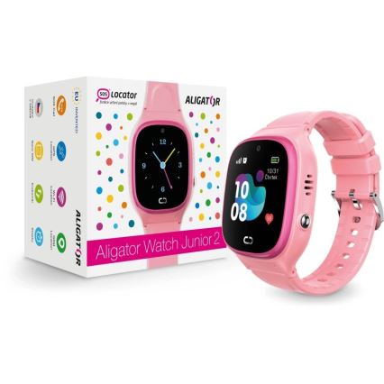 Aligator AW11PK - Viedpulkstenis Watch Junior 2 450 mAh IP67 Wi-Fi rozā