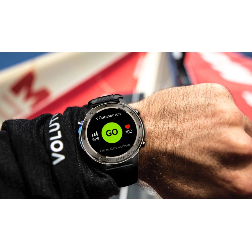 Aligator AW12BK - Viedpulkstenis Watch GPS 500 mAh IP69K melns