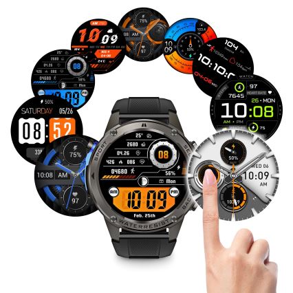 Aligator AW12BK - Viedpulkstenis Watch GPS 500 mAh IP69K melns