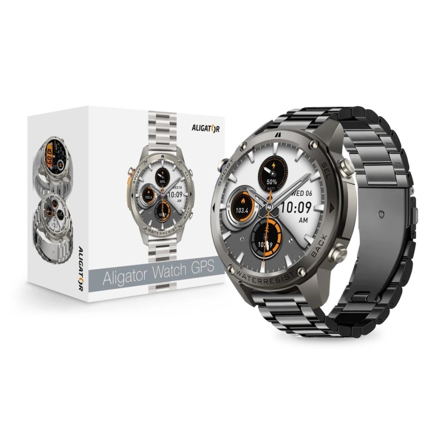 Aligator AW12BK - Viedpulkstenis Watch GPS 500 mAh IP69K melns
