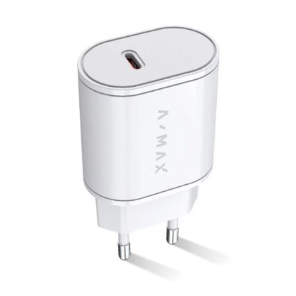 Aligator AX0001V - Ātrās uzlādes adapteris A-MAX Power Delivery 20W USB-C balts