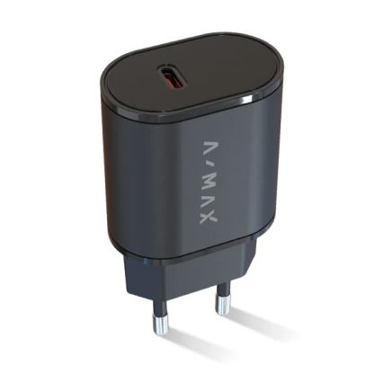 Aligator AX0002V - ātrās uzlādes adapters A-MAX Power Delivery (PD) 20 W USB-C melns