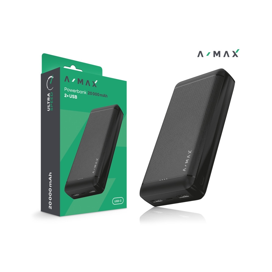 Aligator AX0004 - Power banka A-MAX 20000 mAh 3,7 V melna