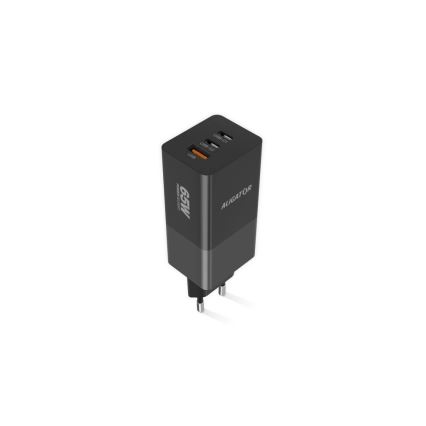Aligator CHPD0027 - Ātrās uzlādes GaN Power Delivery adapteris 65W 2xUSB-C + USB-A melns