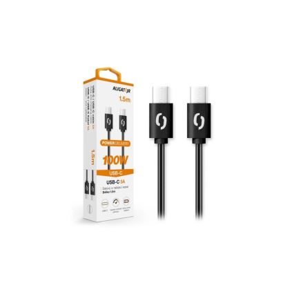 Aligator DATKP46 - USB kabelis USB-C / USB-C, 100 W Power Delivery, 1,5 m, melns