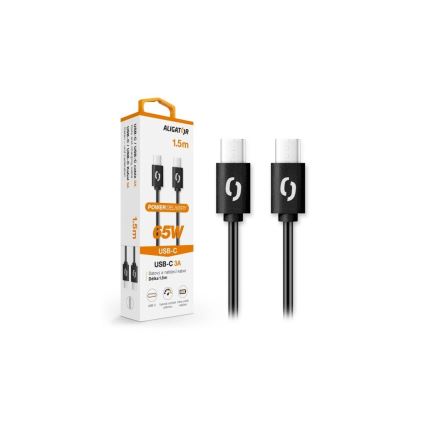Aligator DATKP48 - USB kabelis USB-C/USB-C, 65 W Power Delivery, 1,5 m, melns