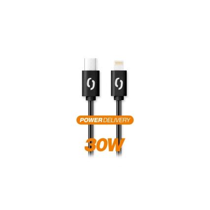 Aligator DATKP50 - USB kabelis USB-C / Lightning, 30 W Power Delivery, 1,5 m, melns