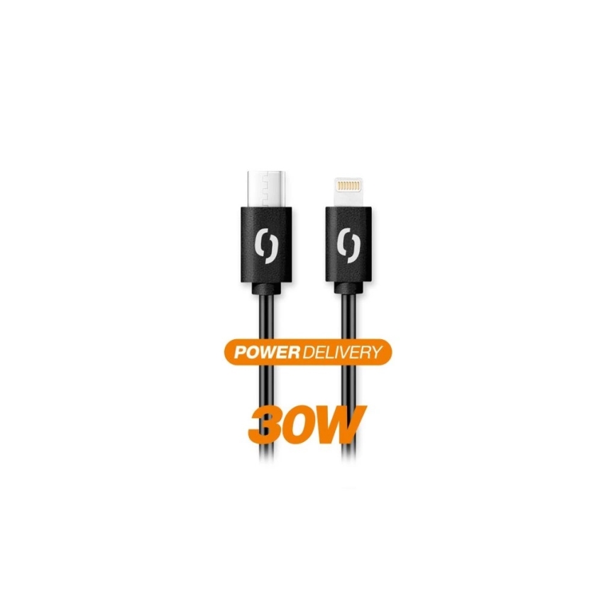 Aligator DATKP50 - USB kabelis USB-C / Lightning, 30 W Power Delivery, 1,5 m, melns