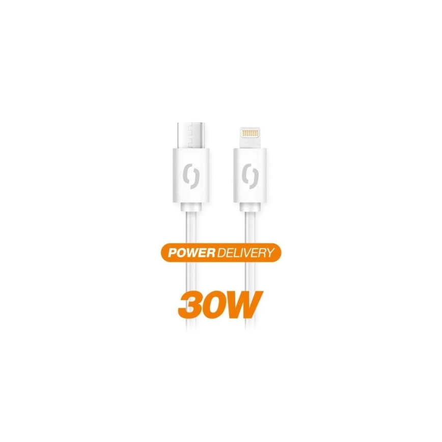 Aligator DATKP51 - USB kabelis USB‑C uz Lightning, 30 W Power Delivery (PD), 1,5 m, balts