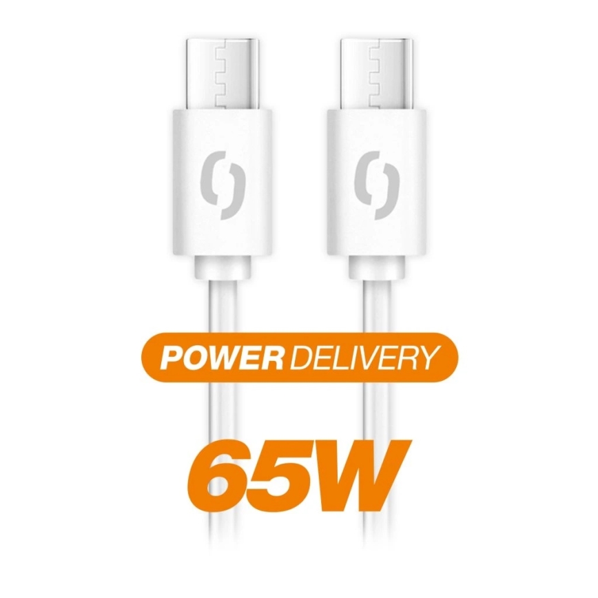 Aligator DATKP59 - USB kabelis USB-C / USB-C, 65 W Power Delivery, 2,5 m, balts